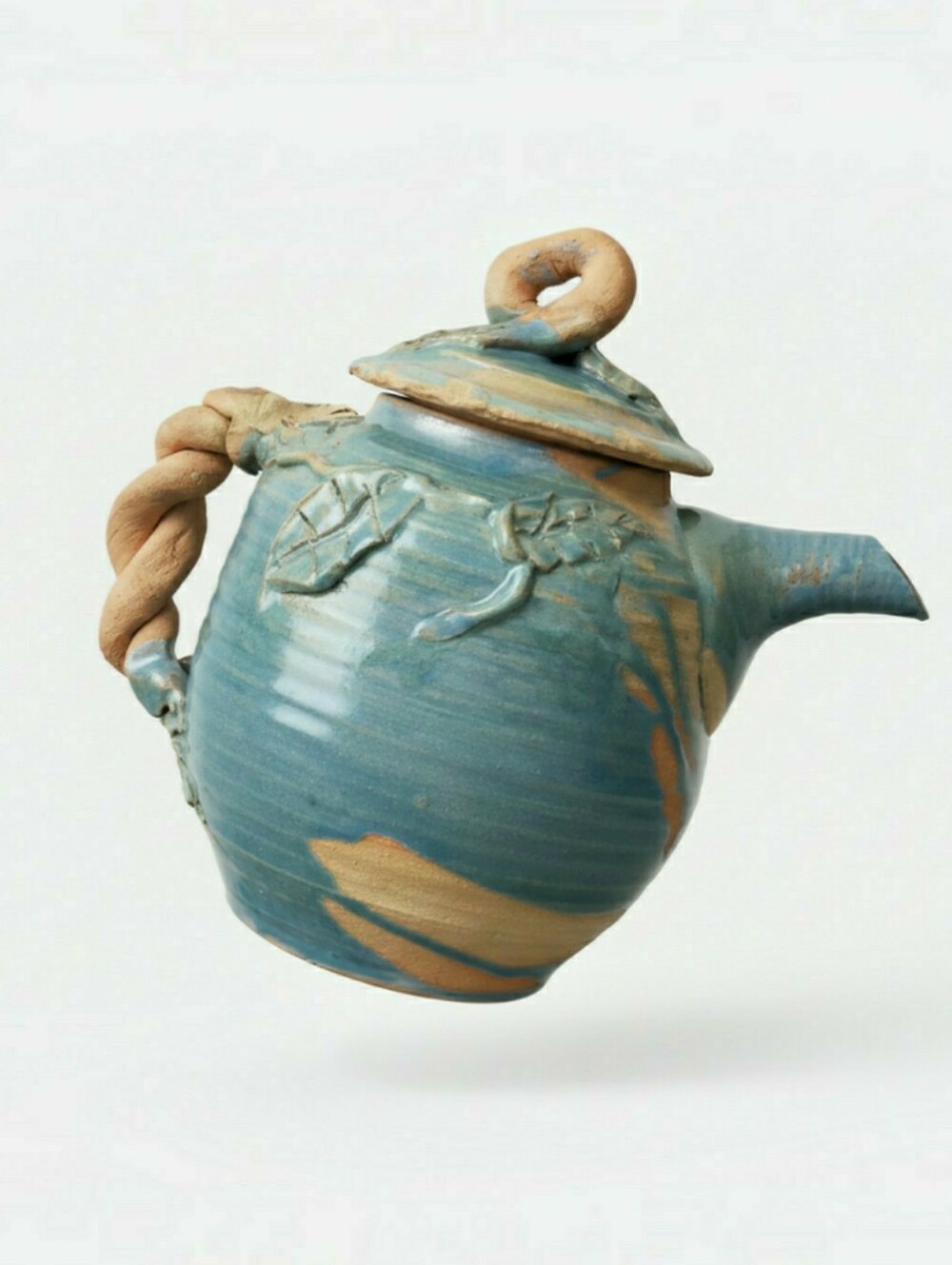 Vintage Signed Marion Bartlett Canadian Studio Art Pottery Teapot Blue Green